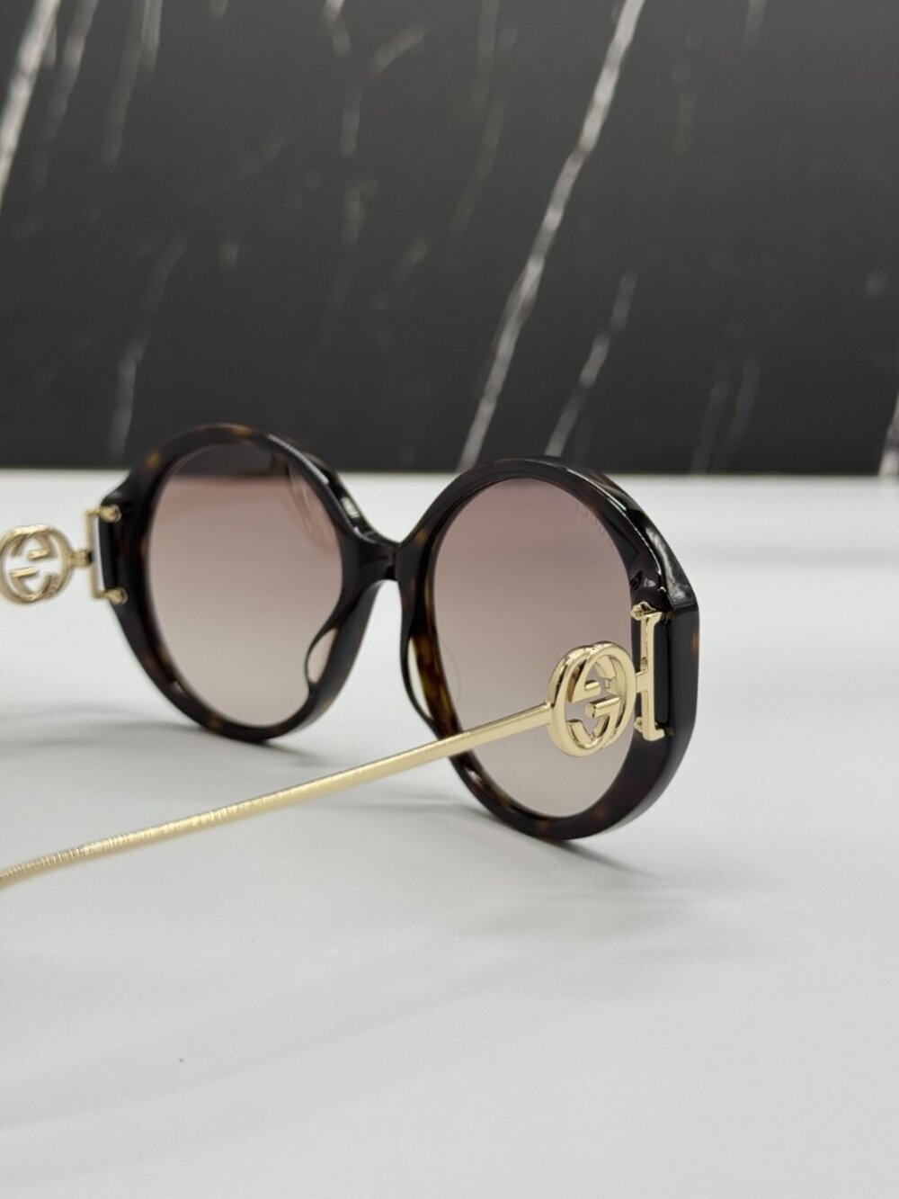 NEW GUCCI GG1202S 003 SUNGLASSES OVERSIZED GOLD/HAVANA WOMEN EYEWEAR - Picture 7 of 11
